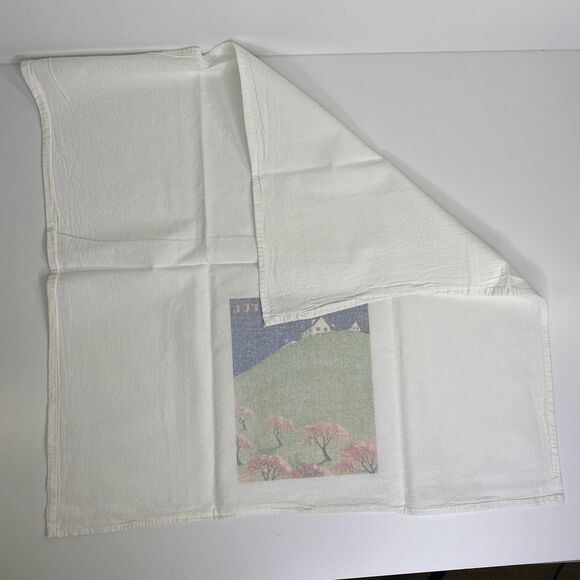 2 House Beautiful Tea Hand Towels Vintage Graphics Ribbon Notecard Farmhouse - Picture 7 of 11